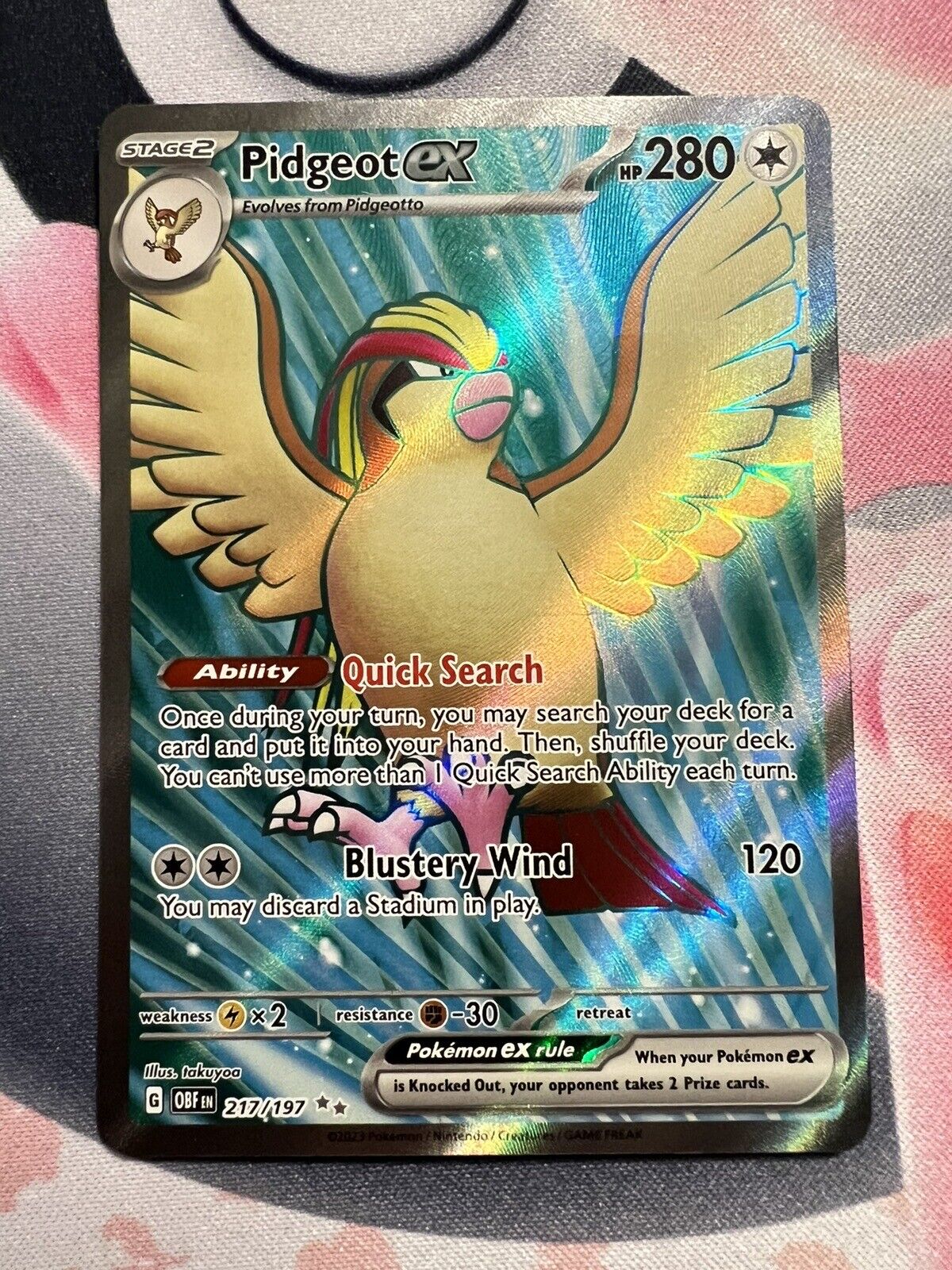 ️POKEMON Pidgeot EX FULL ART Pidgey ILLUSTRATION RARE Obsidian Flames LOT (4)️