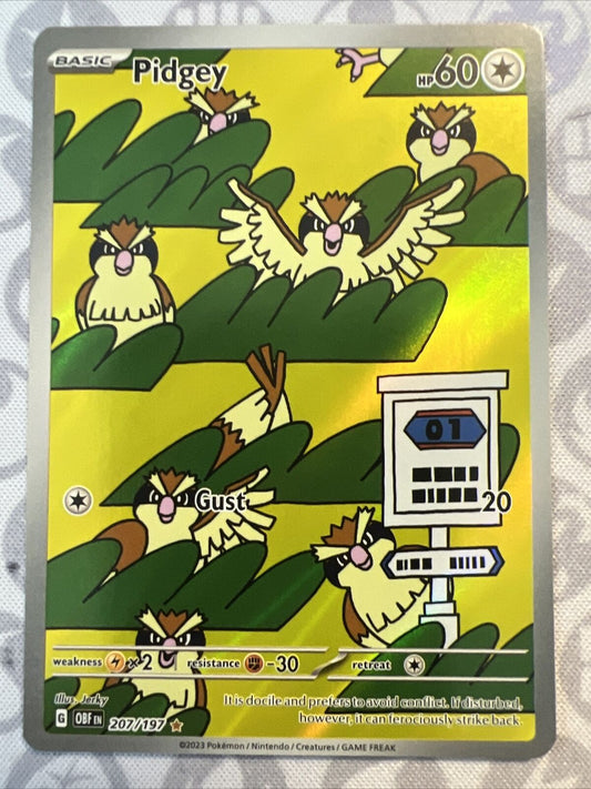 Pokémon TCG Pidgey SV03: Obsidian Flames 207/197 Holo Illustration Rare