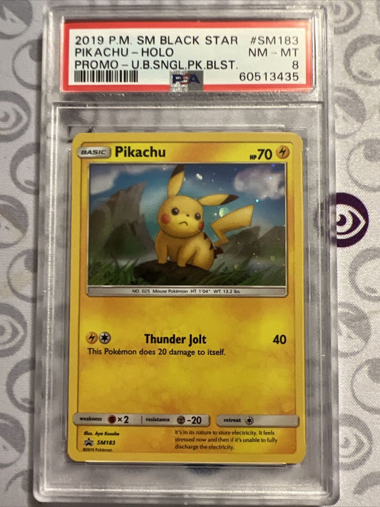 ️PSA 8 Pokémon TCG Pikachu SM Black Star Promo SM183 ️